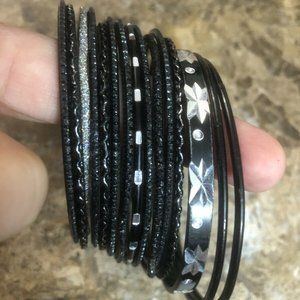 Y2K 15 Black and Silver Bangle Bracelets - 7 Styles! Gothcore